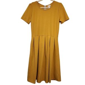 Lularoe | Women's Gold or Mustard Yellow Amanda Fit & Flare Dress (Size XL)